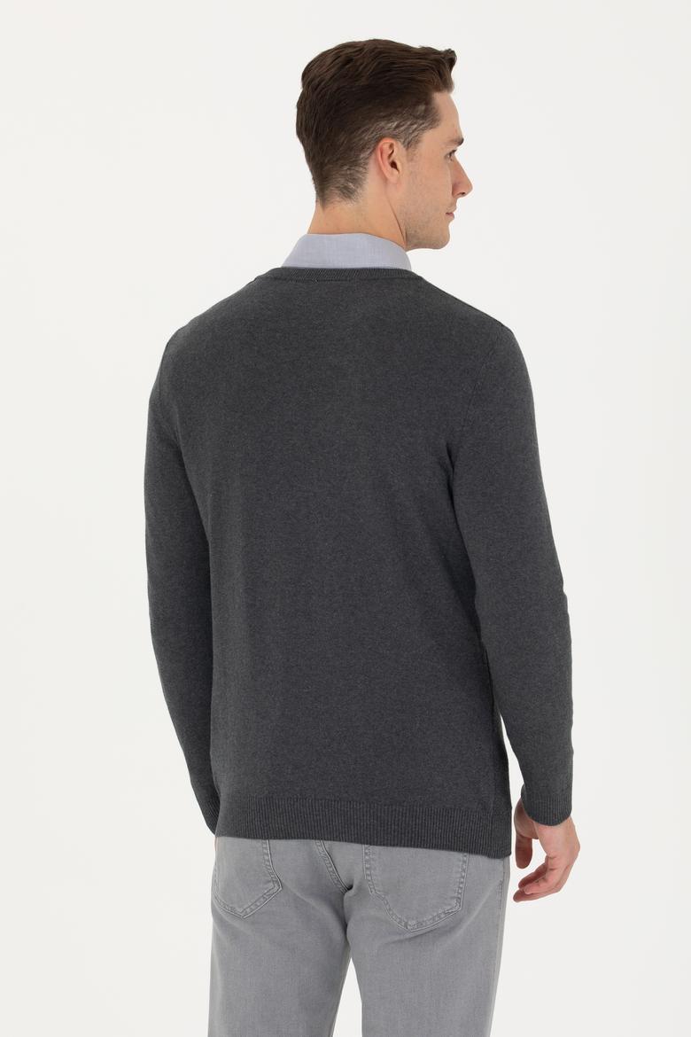 Erkek Antrasit Melanj Basic Kazak - 50269004018