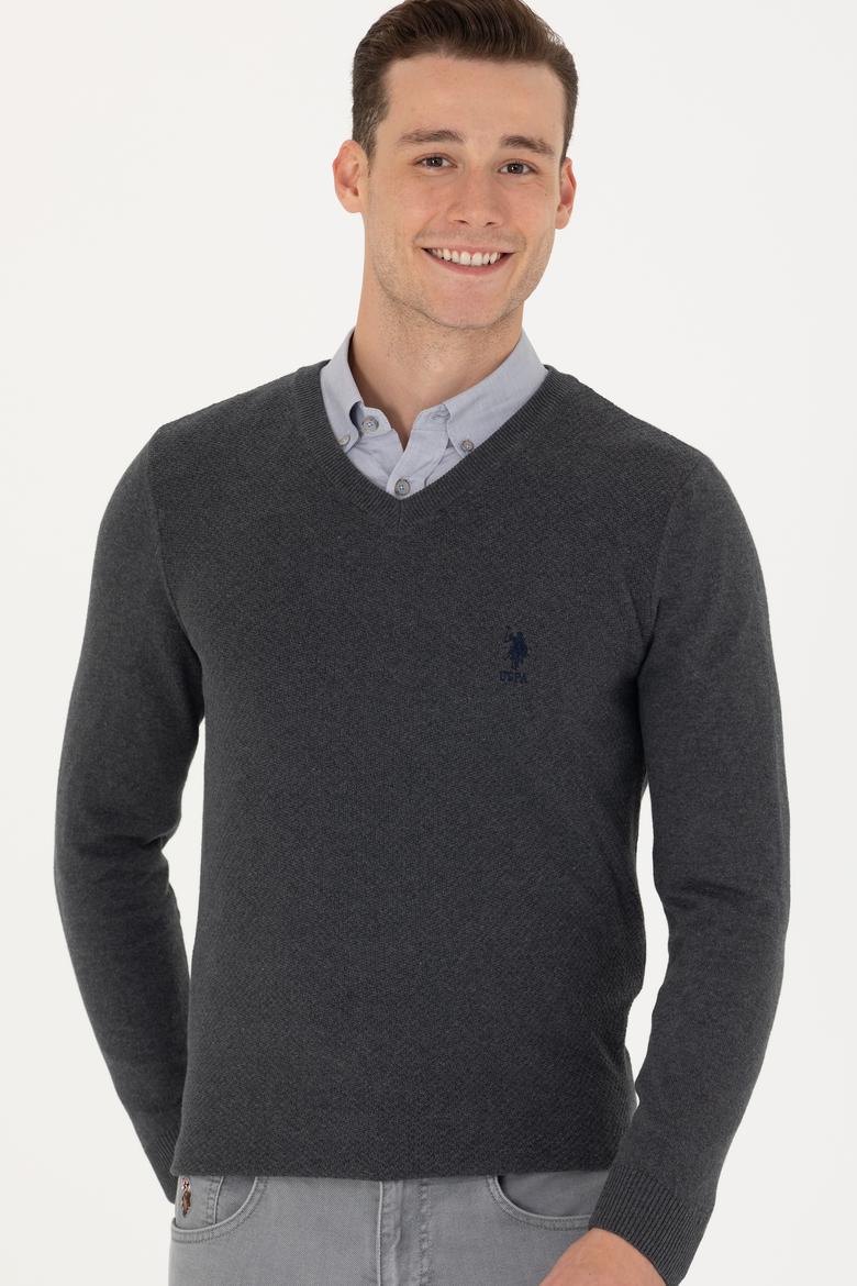 Erkek Antrasit Melanj Basic Kazak - 50269004018