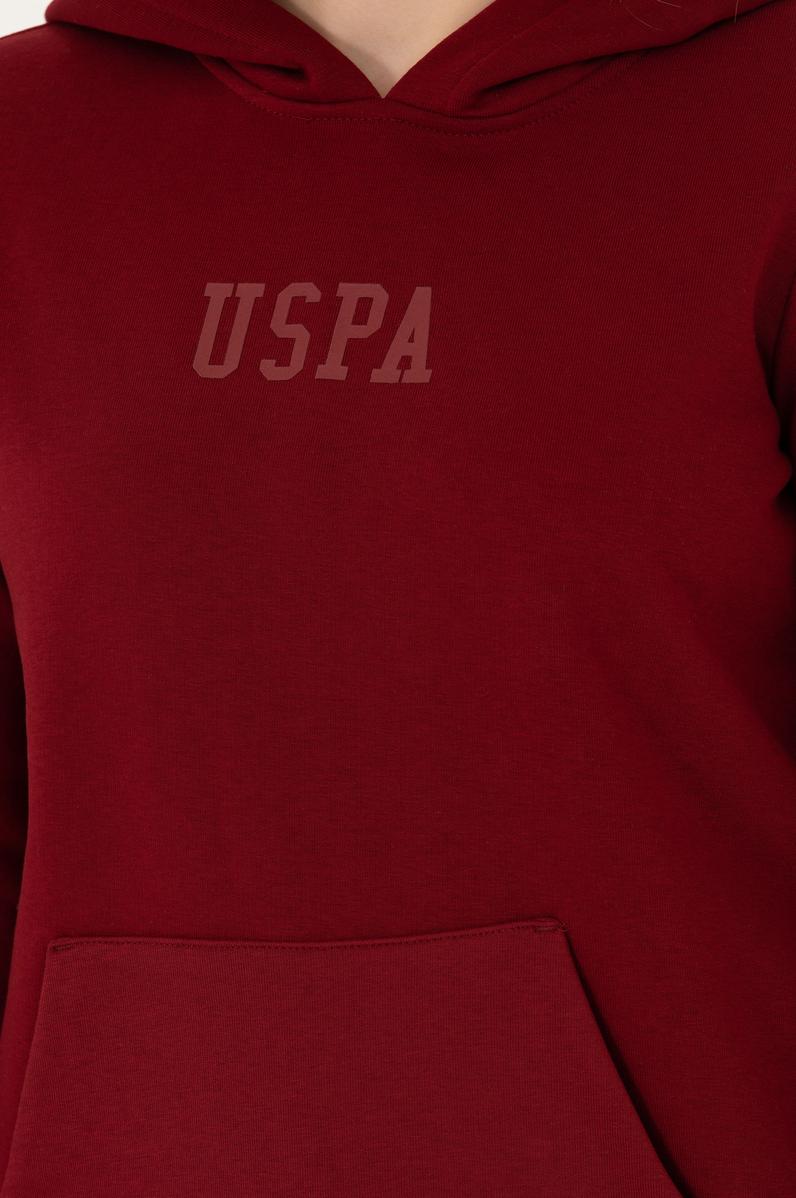 Kadın Bordo Kapüşonlu Basic Sweatshirt