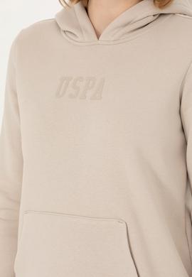 Kadın Bej Kapüşonlu Basic Sweatshirt - 50271557140