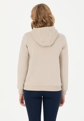 Kadın Bej Kapüşonlu Basic Sweatshirt - 50271557140