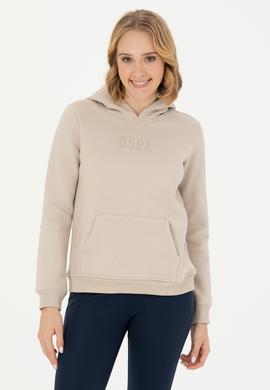 Kadın Bej Kapüşonlu Basic Sweatshirt - 50271557140