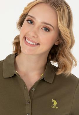 Kadın Haki Polo Yaka Basic Sweatshirt - 50276999014