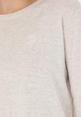 Kadın Taş Melanj Bisiklet Yaka Basic Kazak - 50269015033