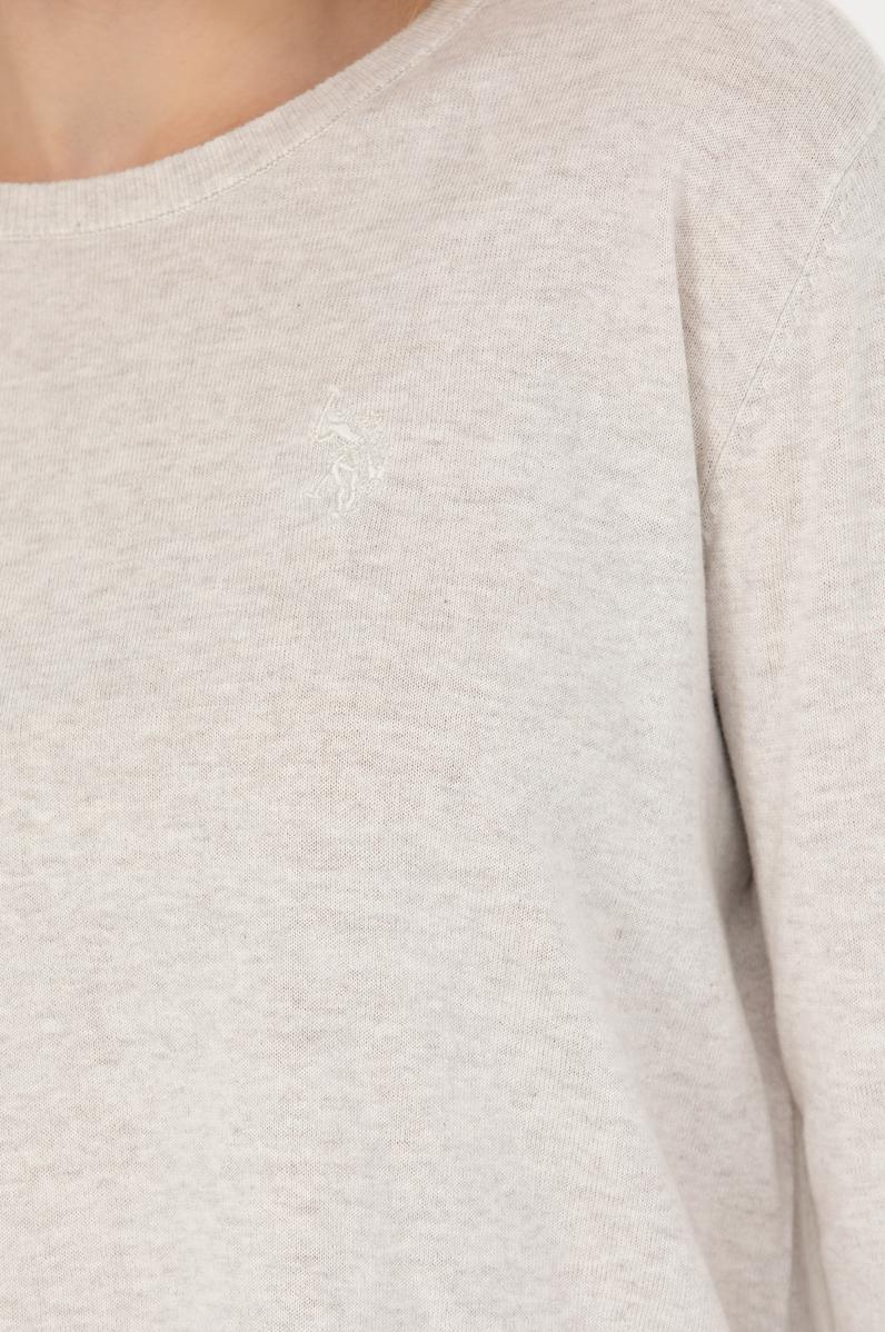 Kadın Taş Melanj Bisiklet Yaka Basic Kazak