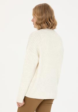 Kadın Krem V Yaka Kazak - 50270427004