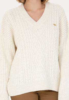 Kadın Krem V Yaka Kazak - 50270427004