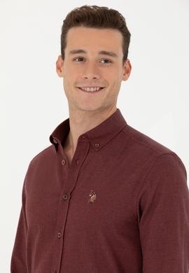 Erkek Bordo Uzun Kollu Basic Gömlek - 50271275059