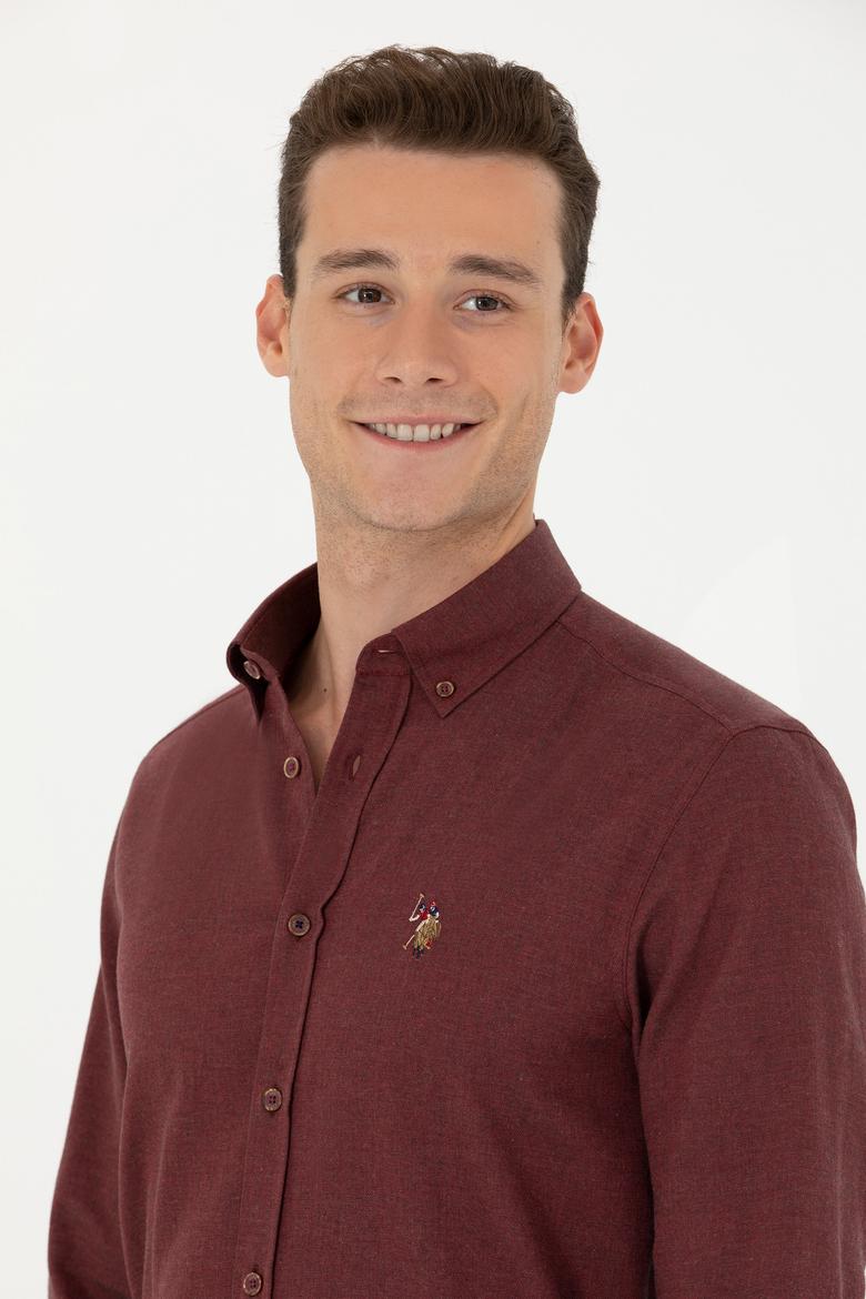 Erkek Bordo Uzun Kollu Basic Gömlek - 50271275059