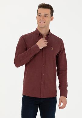 Erkek Bordo Uzun Kollu Basic Gömlek - 50271275059