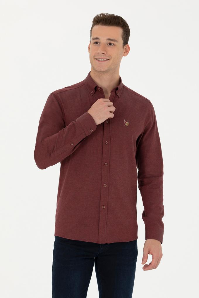 Erkek Bordo Uzun Kollu Basic Gömlek