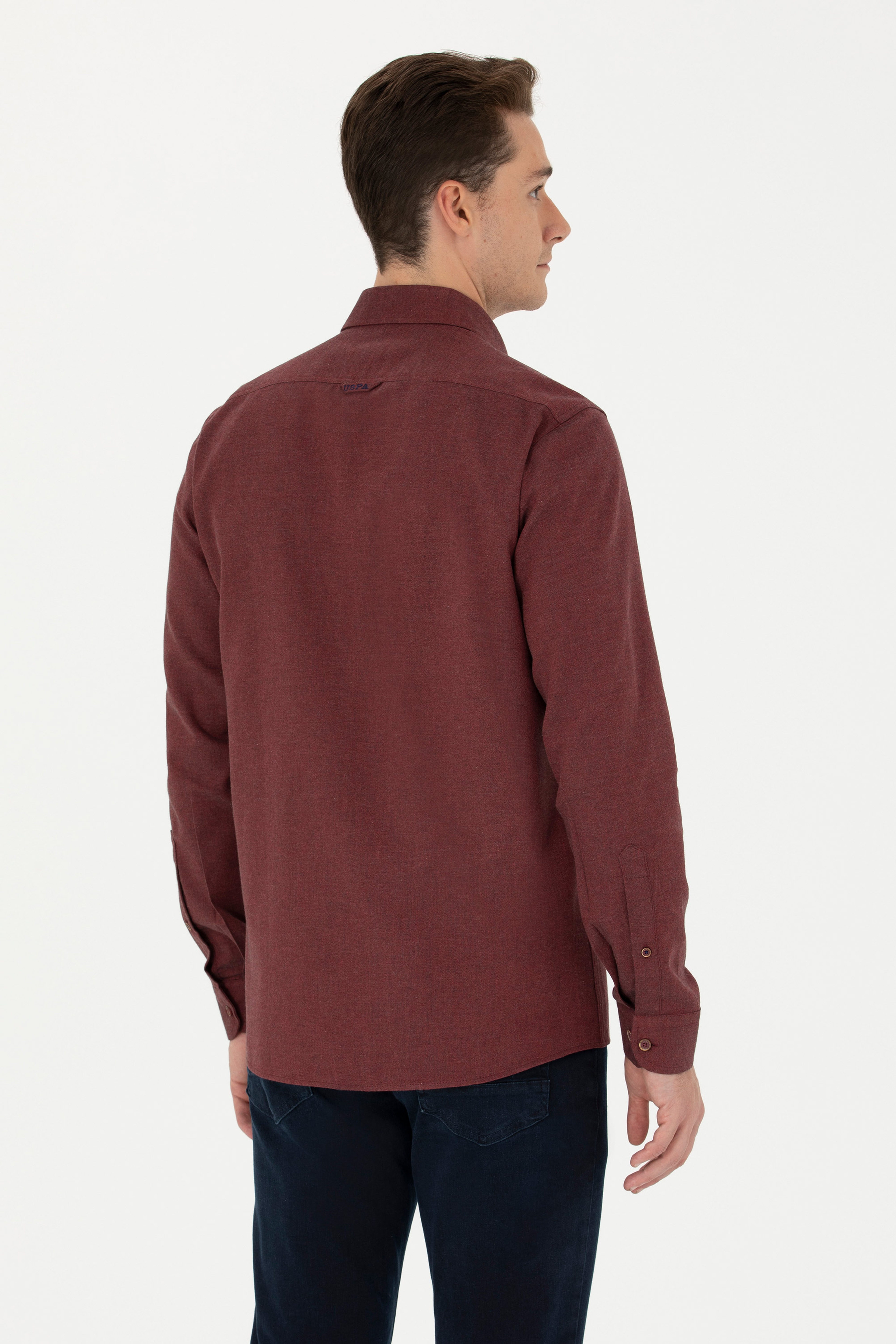 Erkek Bordo Uzun Kollu Basic Gömlek