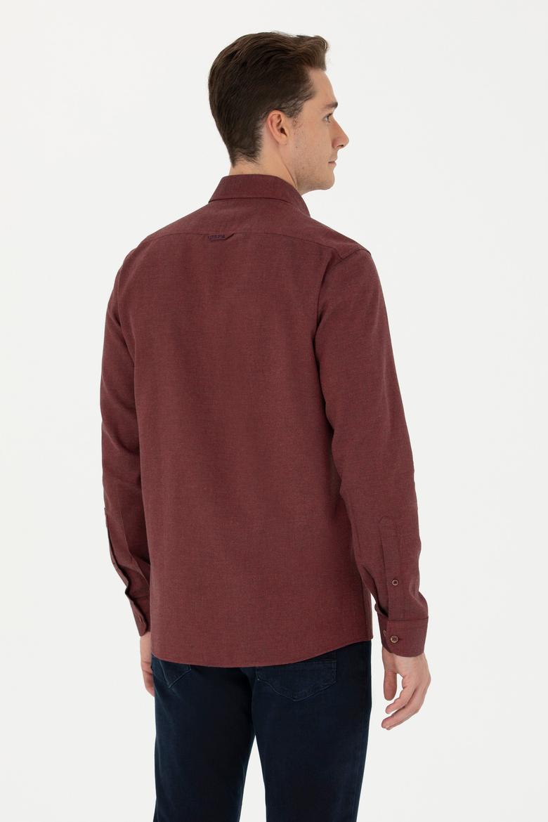 Erkek Bordo Uzun Kollu Basic Gömlek - 50271275059