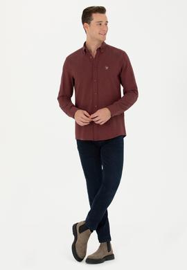 Erkek Bordo Uzun Kollu Basic Gömlek - 50271275059