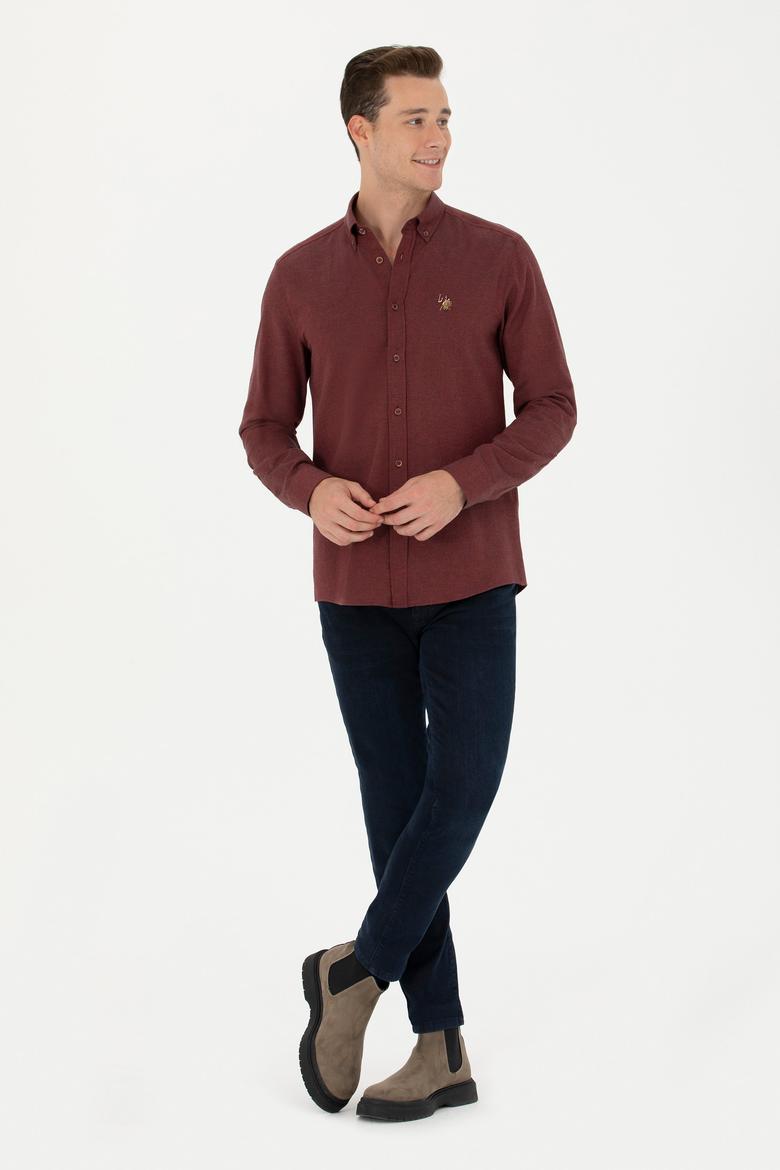 Erkek Bordo Uzun Kollu Basic Gömlek - 50271275059
