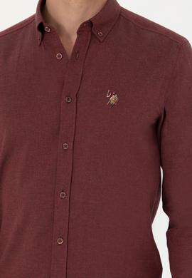 Erkek Bordo Uzun Kollu Basic Gömlek - 50271275059