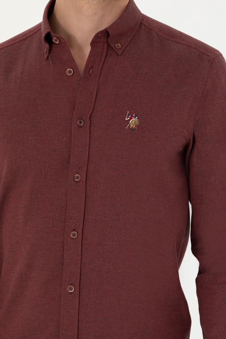 Erkek Bordo Uzun Kollu Basic Gömlek - 50271275059