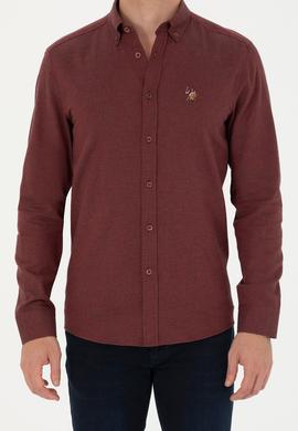 Erkek Bordo Uzun Kollu Basic Gömlek - 50271275059