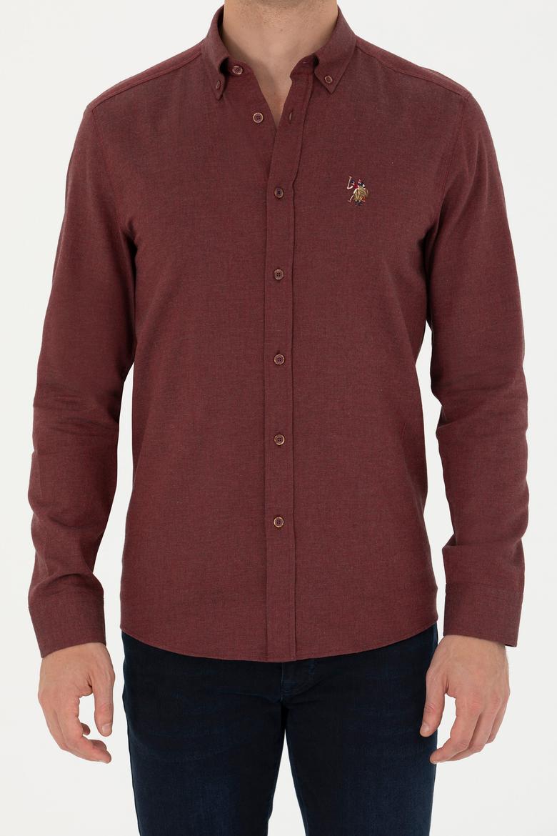 Erkek Bordo Uzun Kollu Basic Gömlek - 50271275059