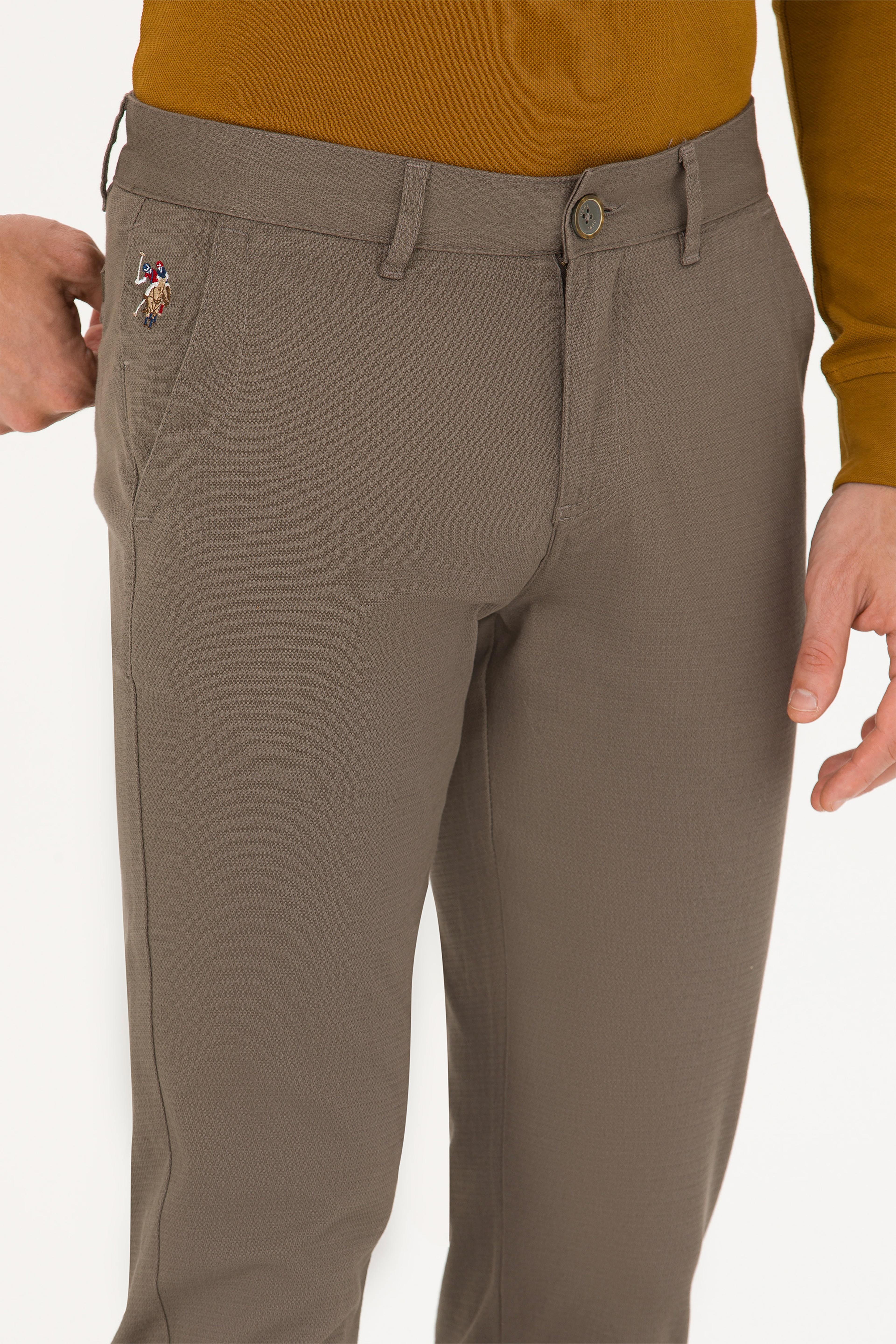 Erkek Slim Fit Vizon Kanvas / Chino Pantolon