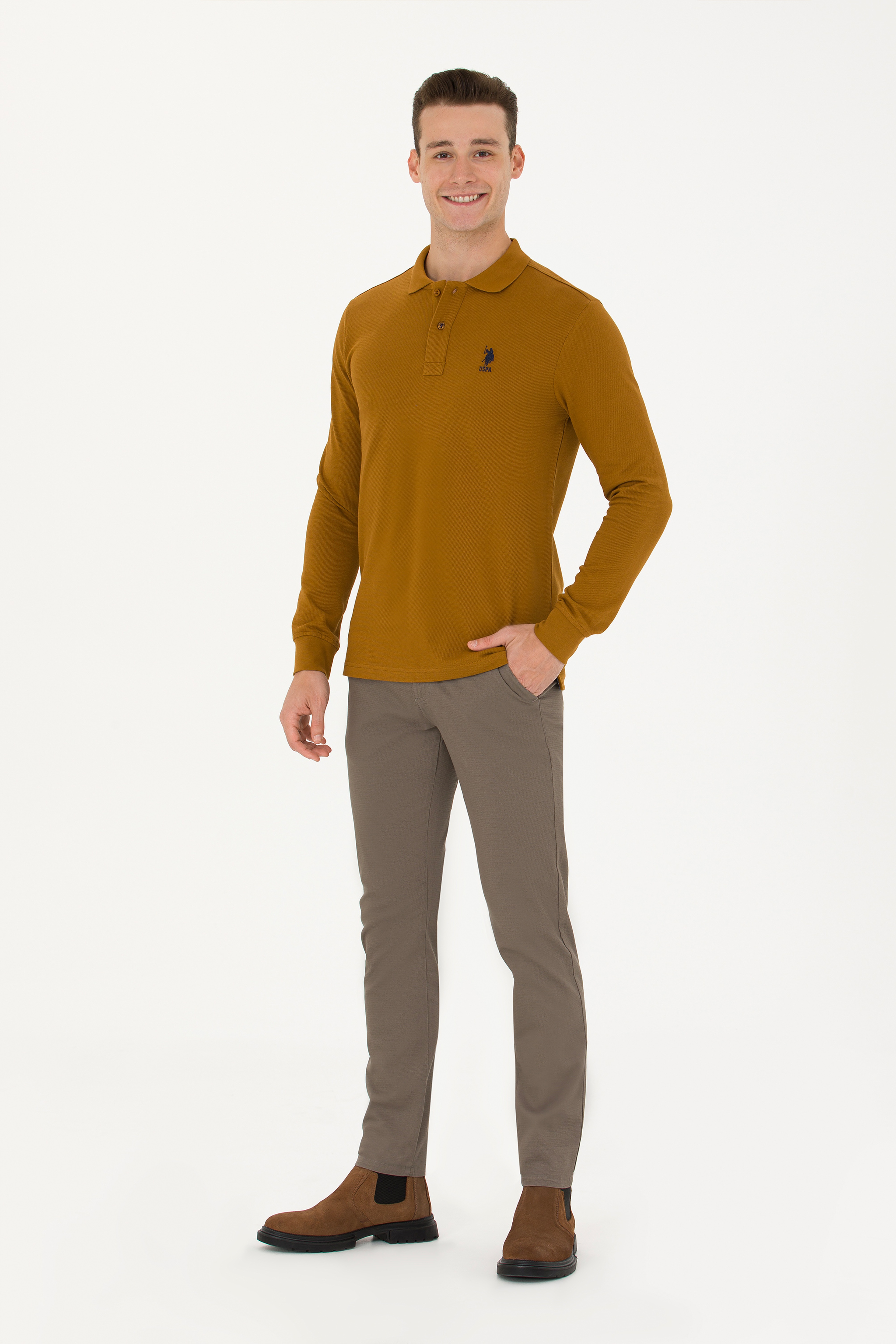 Erkek Slim Fit Vizon Kanvas / Chino Pantolon