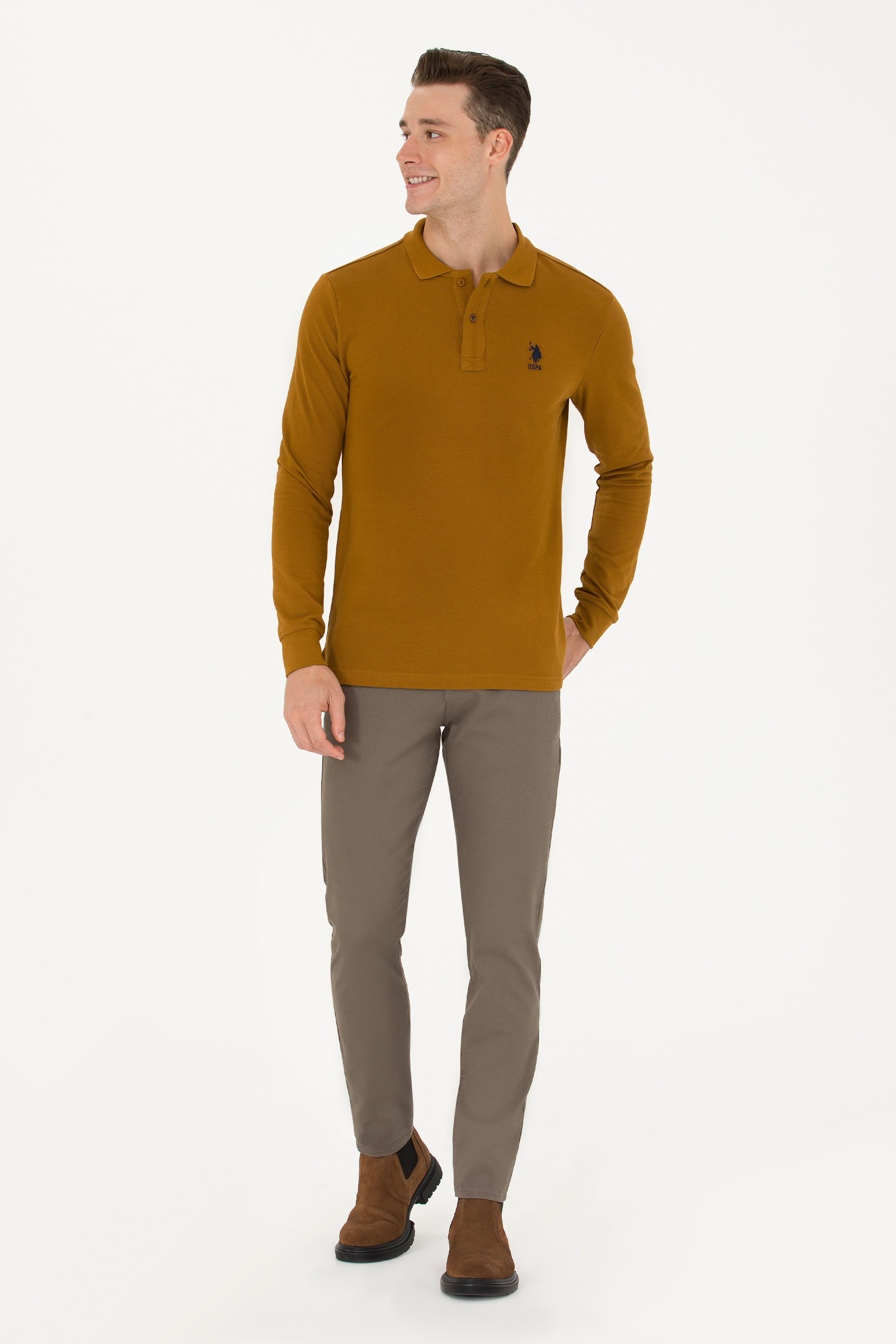Erkek Slim Fit Vizon Kanvas / Chino Pantolon