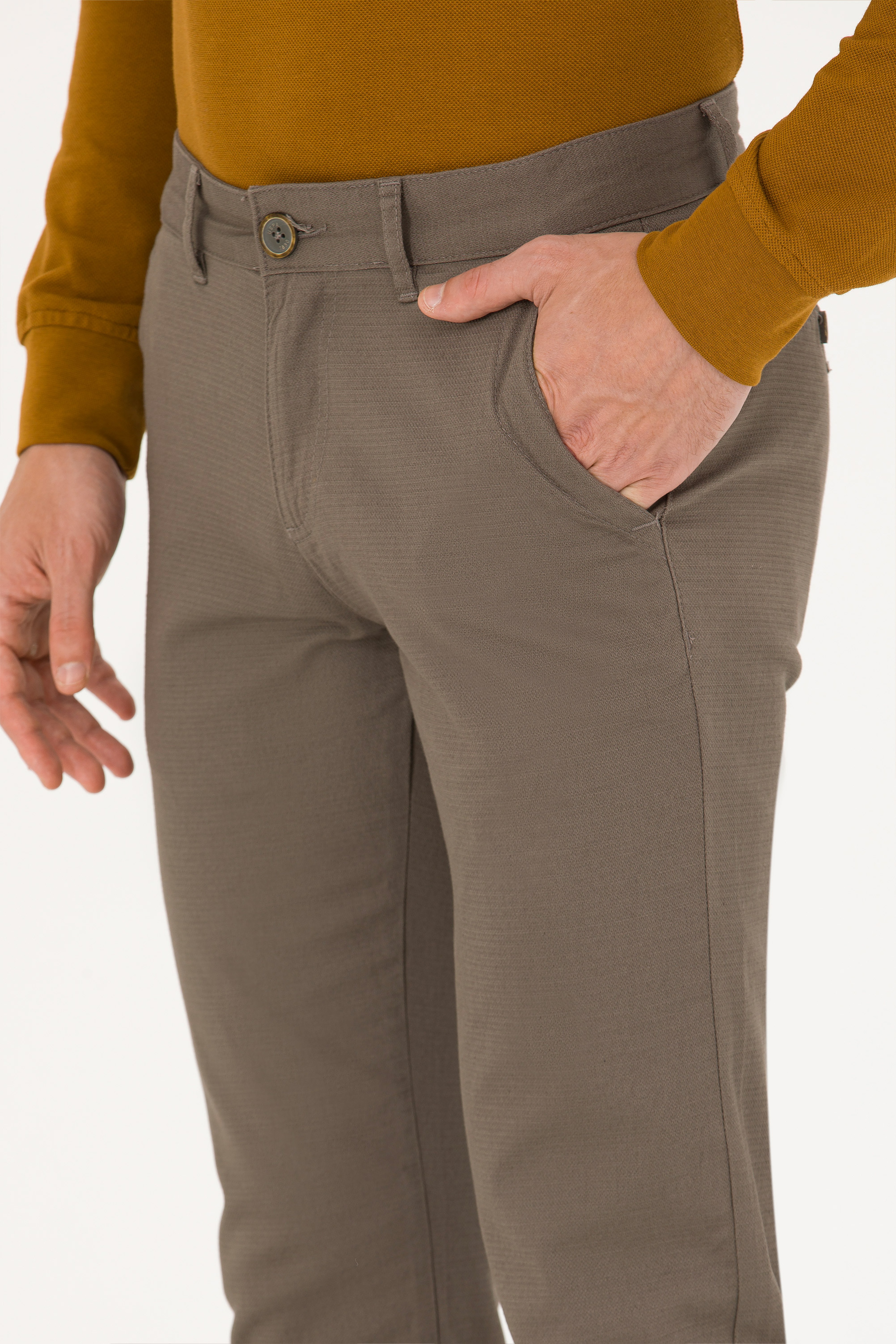 Erkek Slim Fit Vizon Kanvas / Chino Pantolon - Image 6