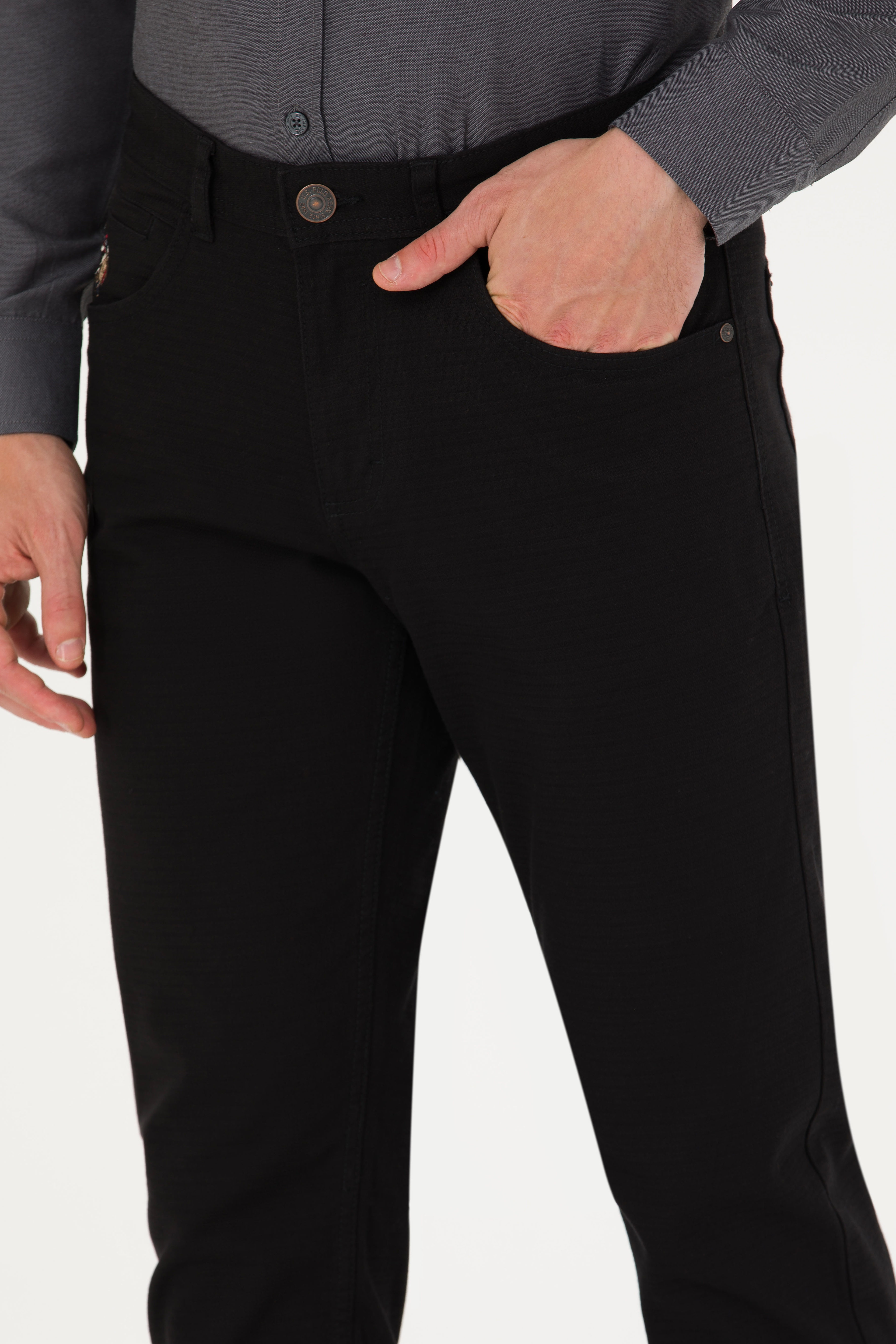 Erkek Slim Fit Siyah Kanvas Pantolon