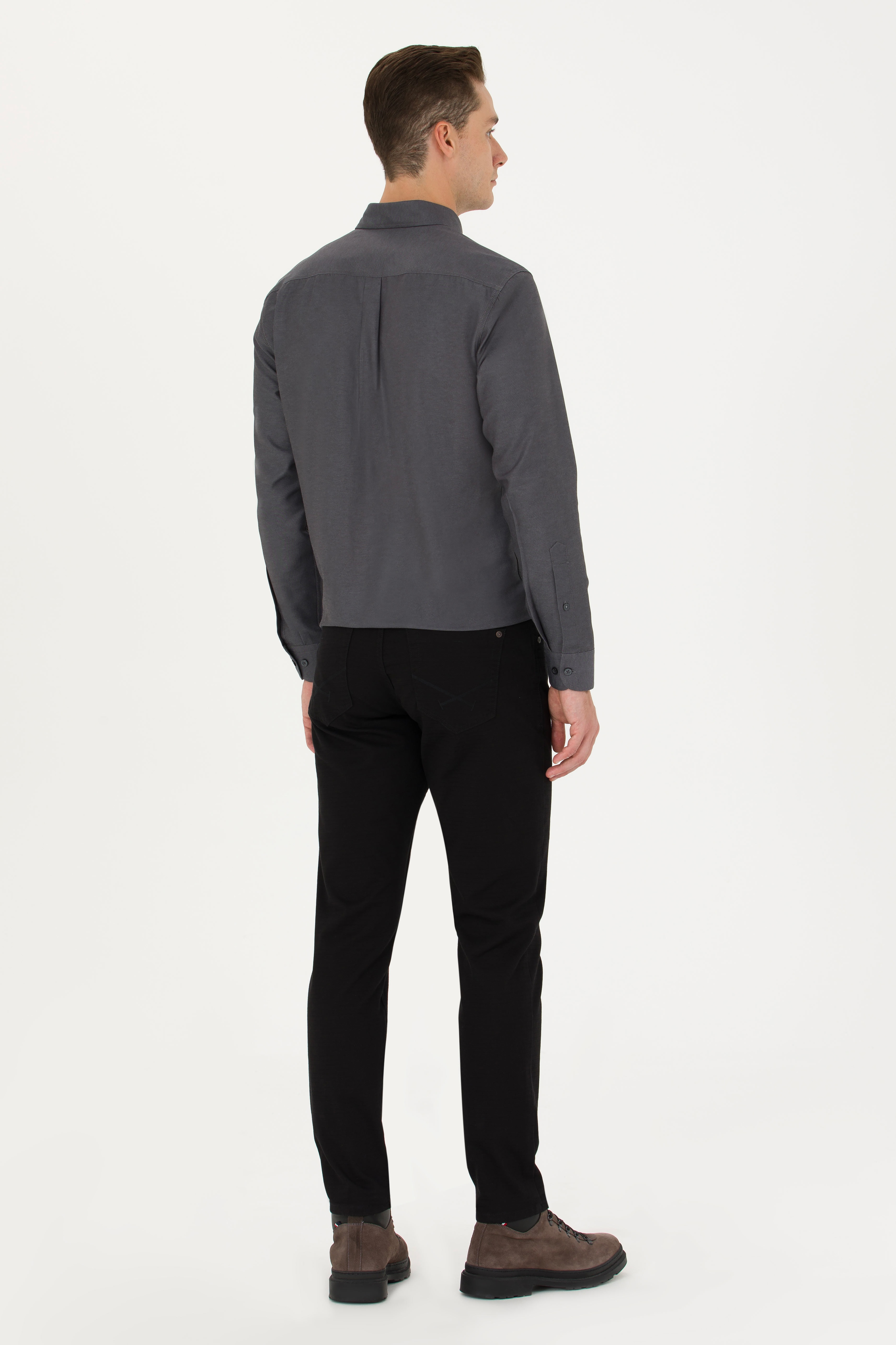 Erkek Slim Fit Siyah Kanvas Pantolon - Image 4