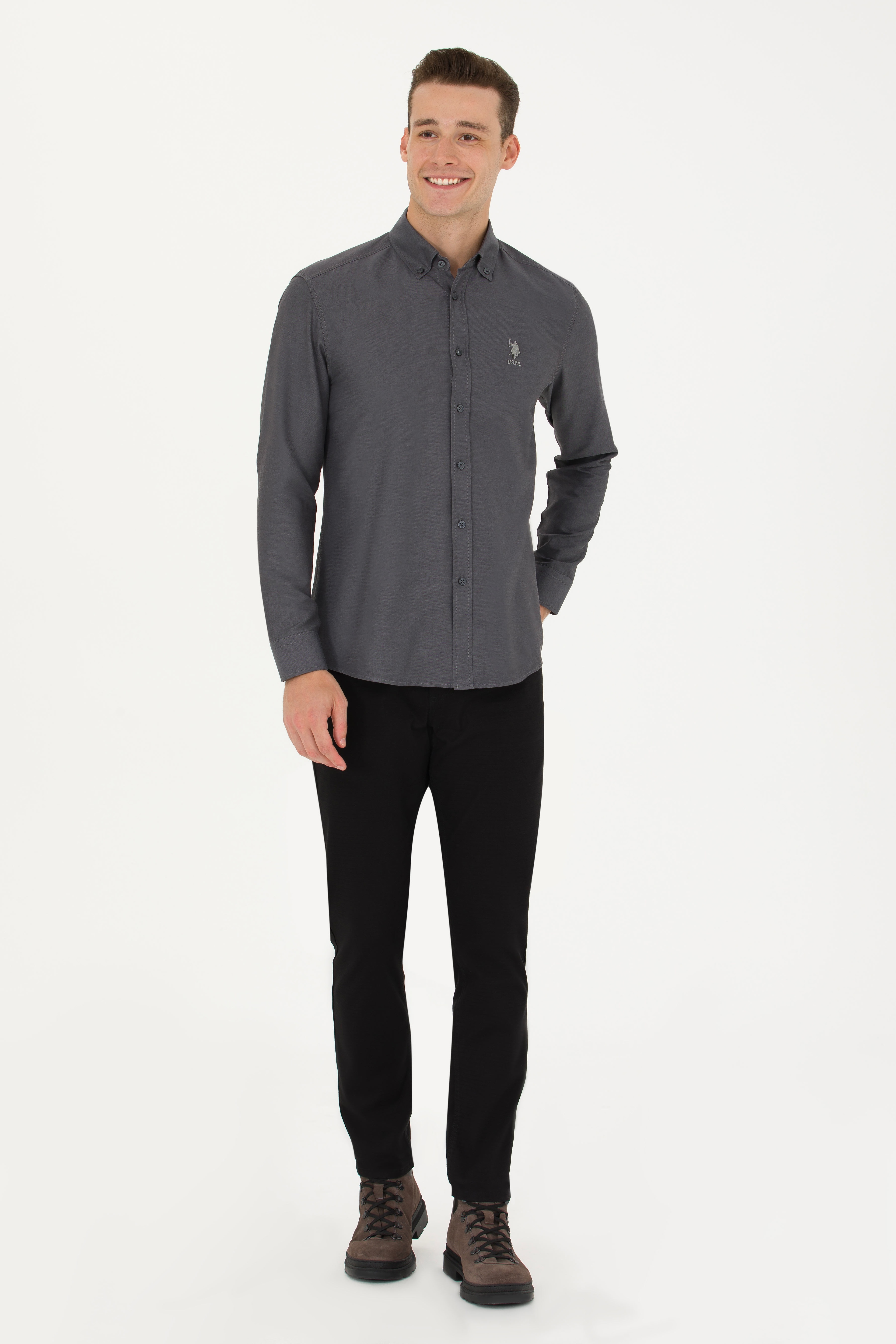 Erkek Slim Fit Siyah Kanvas Pantolon