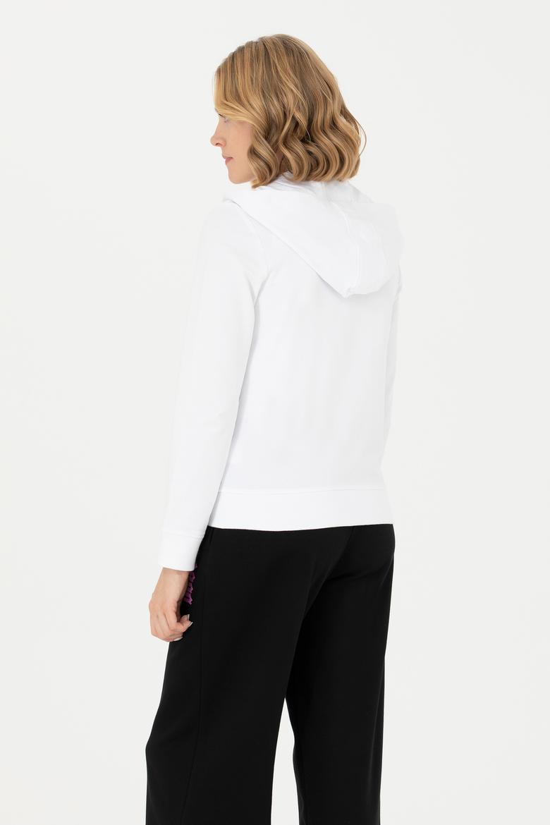 Kadın Beyaz Fermuarlı Sweatshirt - 50276927004