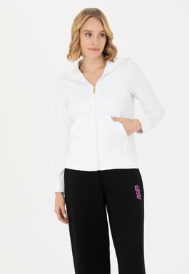 Kadın Beyaz Fermuarlı Sweatshirt - 50276927004