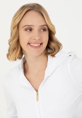 Kadın Beyaz Fermuarlı Sweatshirt - 50276927004