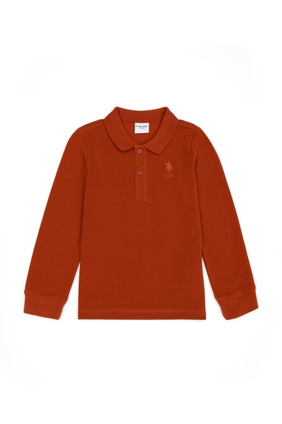 Erkek Çocuk Kiremit Basic Polo Yaka Sweatshirt