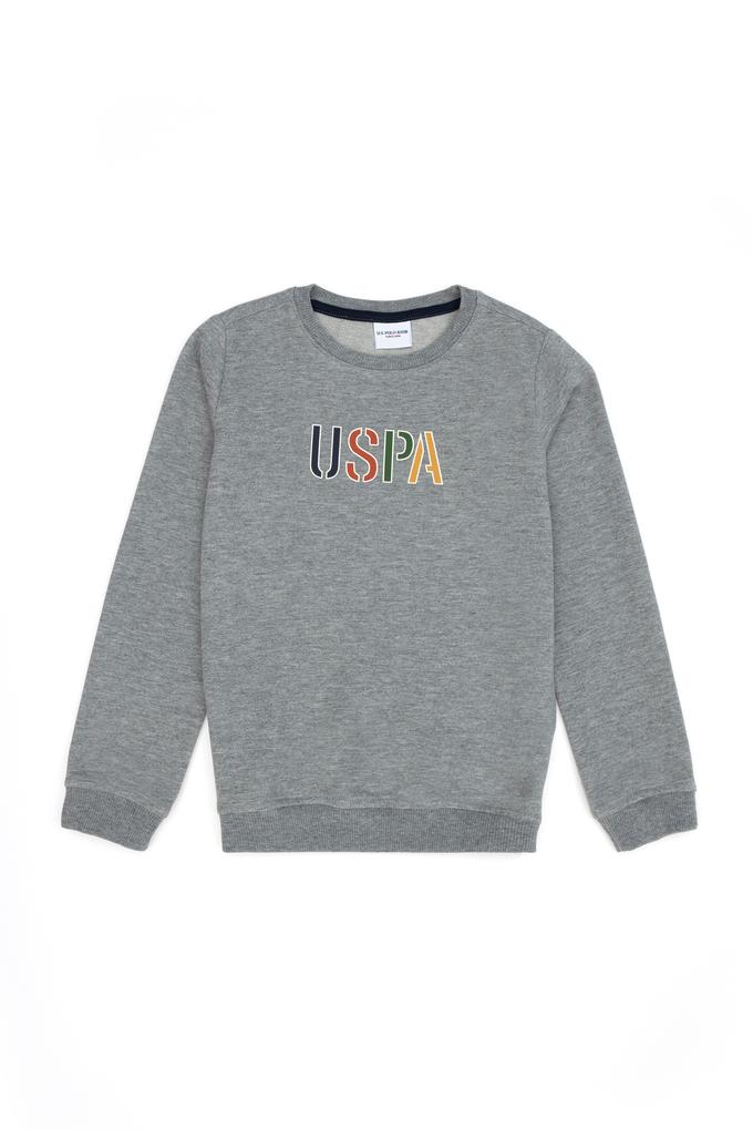 Erkek Çocuk Gri Melanj Bisiklet Yaka Sweatshirt