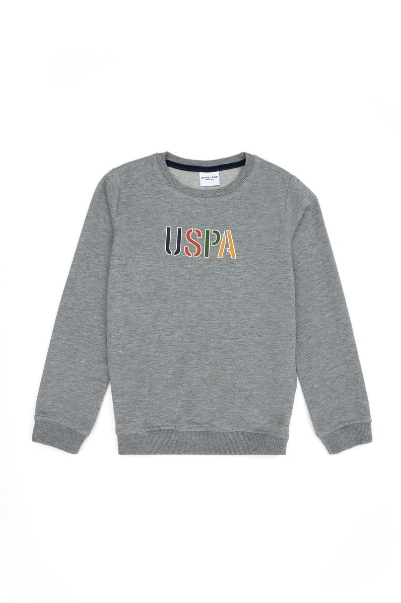 Erkek Çocuk Gri Melanj Bisiklet Yaka Sweatshirt