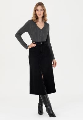 Kadın Antrasit Basic Triko Hırka - 50276235016