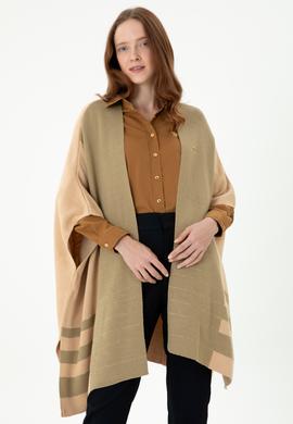 Kadın Kum Melanj Triko Panço - 50272074011