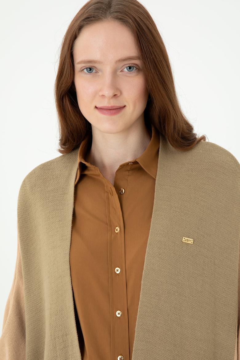 Kadın Kum Melanj Triko Panço - 50272074011