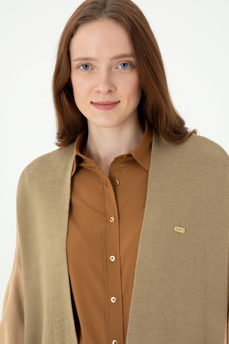 Kadın Kum Melanj Triko Panço