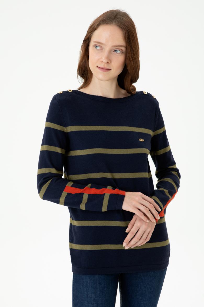 Kadın Lacivert Bisiklet Yaka Kazak - 50269500008