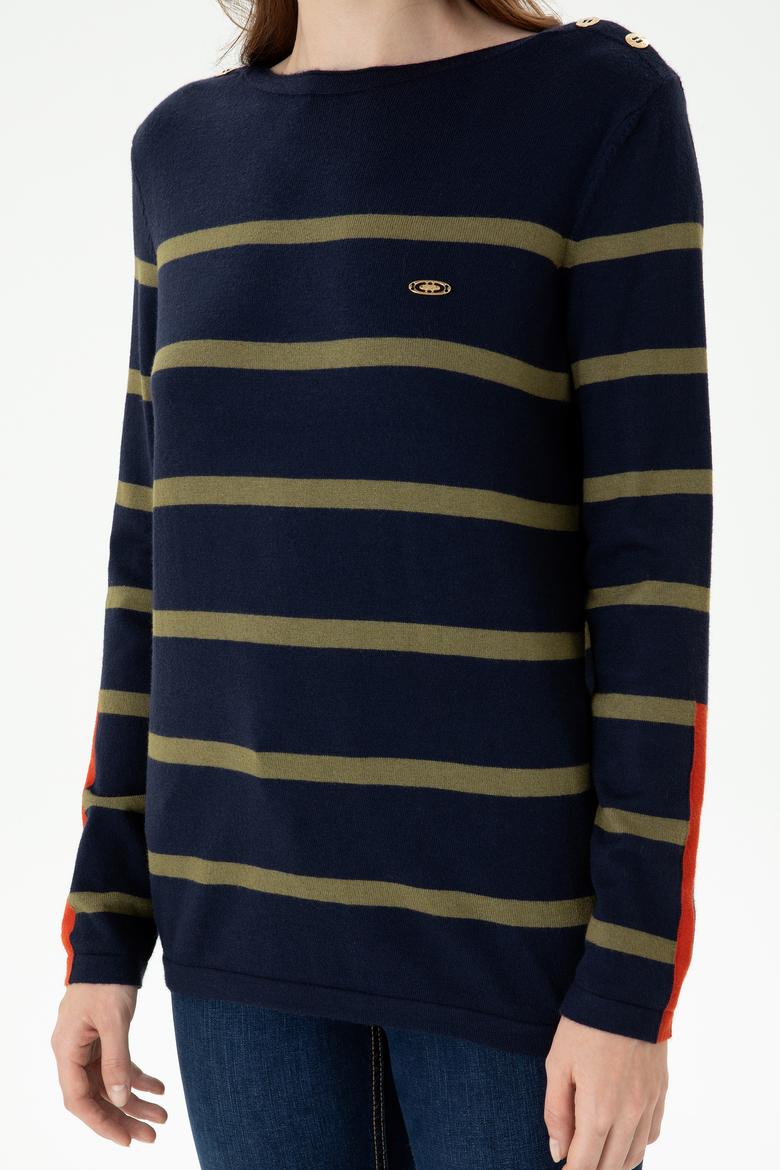 Kadın Lacivert Bisiklet Yaka Kazak - 50269500008