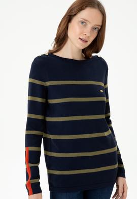 Kadın Lacivert Bisiklet Yaka Kazak - 50269500008