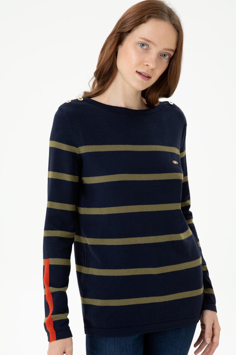 Kadın Lacivert Bisiklet Yaka Kazak