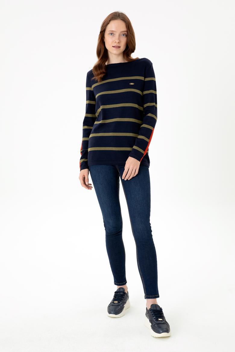 Kadın Lacivert Bisiklet Yaka Kazak - 50269500008