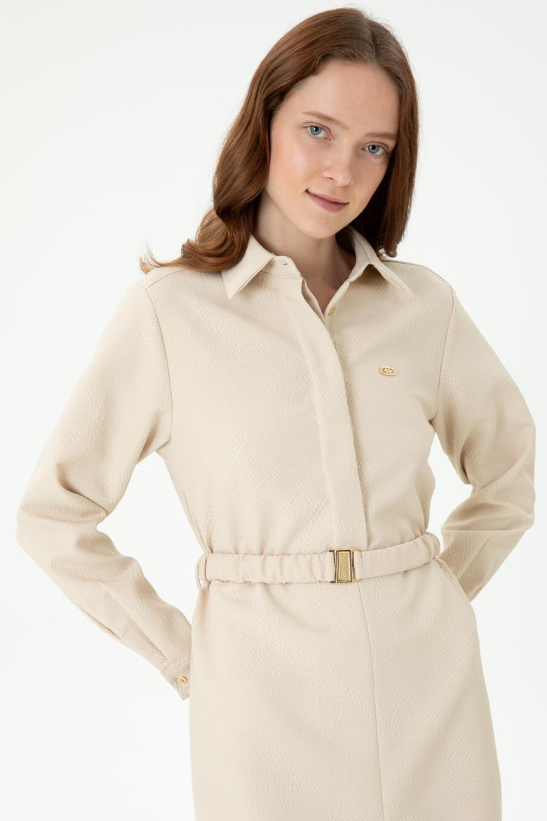 Kadın Krem Mini Boy Dokuma Elbise - 50271162014