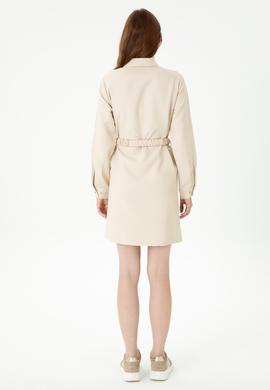 Kadın Krem Mini Boy Dokuma Elbise - 50271162014