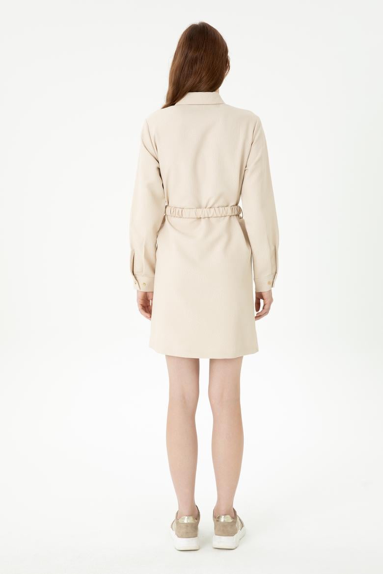 Kadın Krem Mini Boy Dokuma Elbise - 50271162014