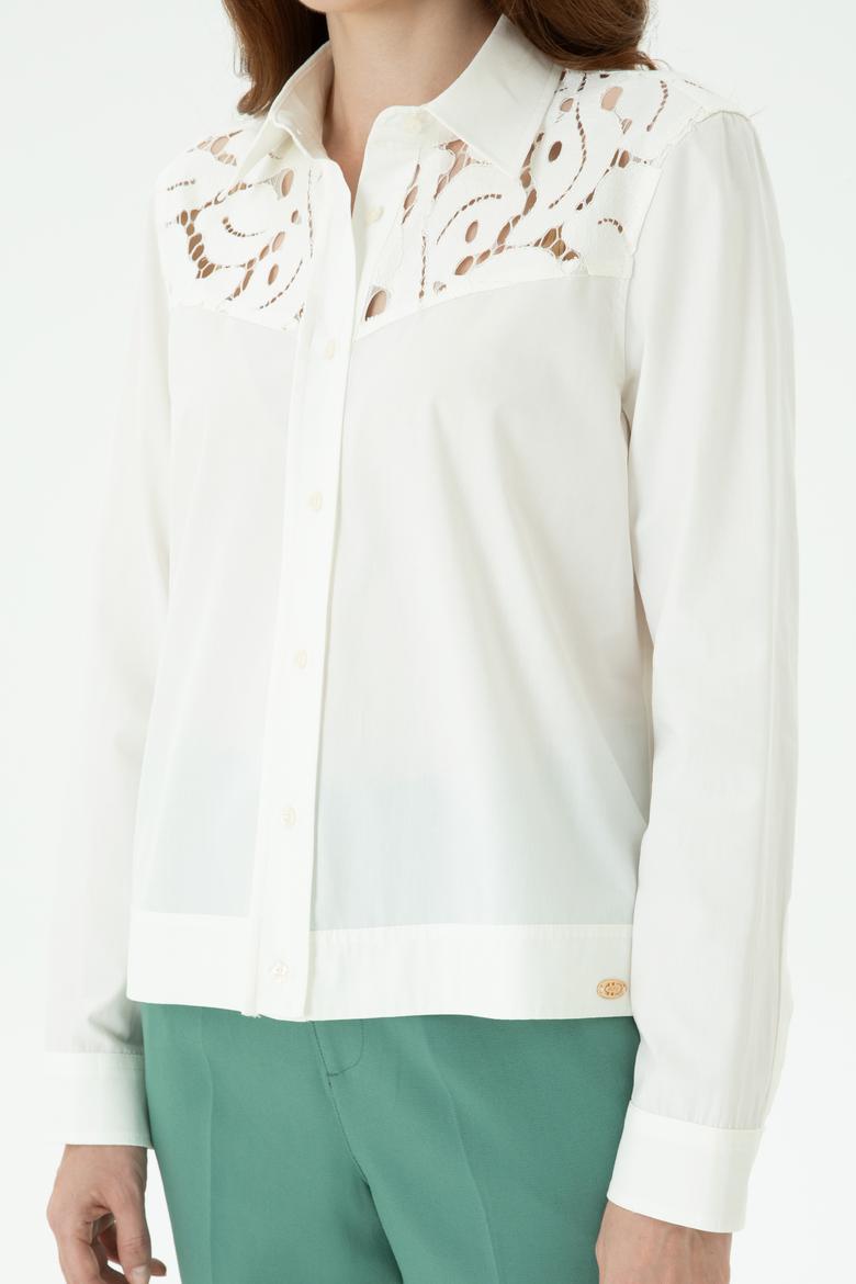 Kadın Ekru Uzun Kollu Gömlek - 50271450010