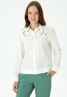 Kadın Ekru Uzun Kollu Gömlek - 50271450010